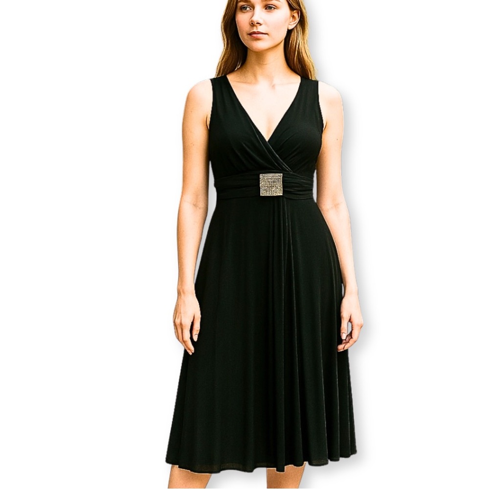 ENFOCUS STUDIO HOMECOMING DRESS Black Silver Bead Accent Empire Waist Goth SZ 12